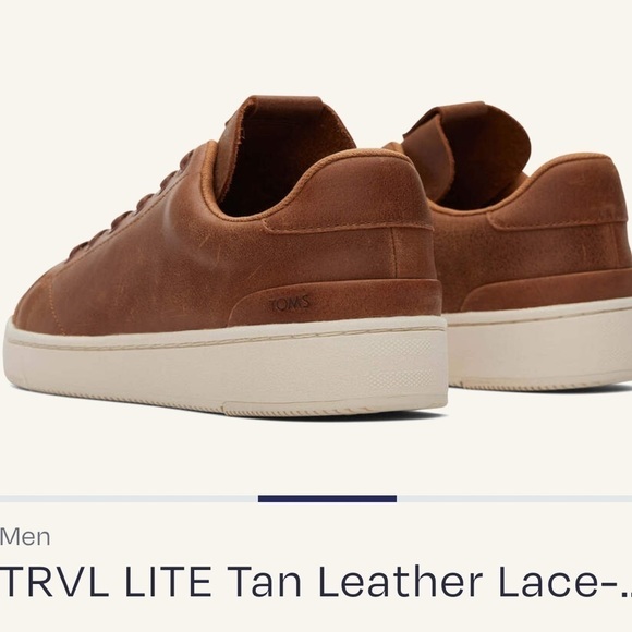 TOMS Tan Leather TRVL Lite Lace Shoes Sz 10.5 - Picture 4 of 13
